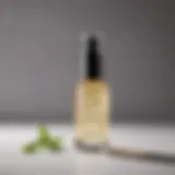 Close-up of a radiant skincare serum bottle with natural ingredients in the background