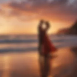 Romantic sunset view of a coastal destination