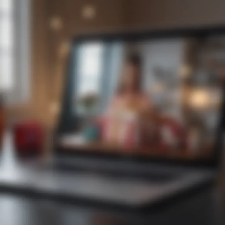 Virtual gift selection with various options displayed on a laptop screen