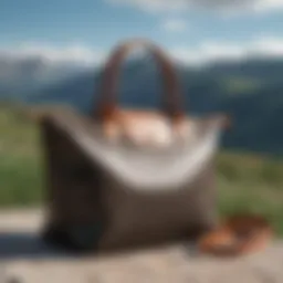 Stylish Longchamp travel bag against a scenic backdrop
