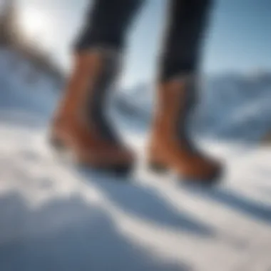 Ski boots on snowy terrain