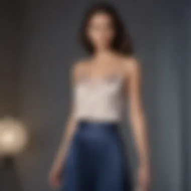 Sleek Silhouette Harmony Sleek silk camisole paired with pleated midi skirt