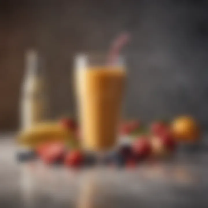 Healthy smoothie ingredients on marble countertop