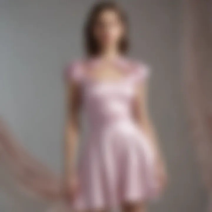 Sophisticated satin mini dress in pastel hue