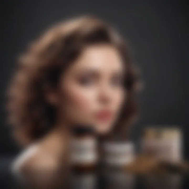 A serene environment showcasing natural hair care products