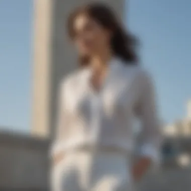 Elegant white linen pants styled with a classic blouse