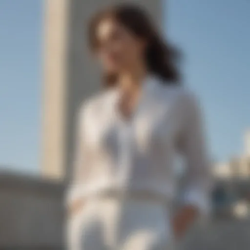 Elegant white linen pants styled with a classic blouse