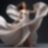 Elegantly draped fabric in motion