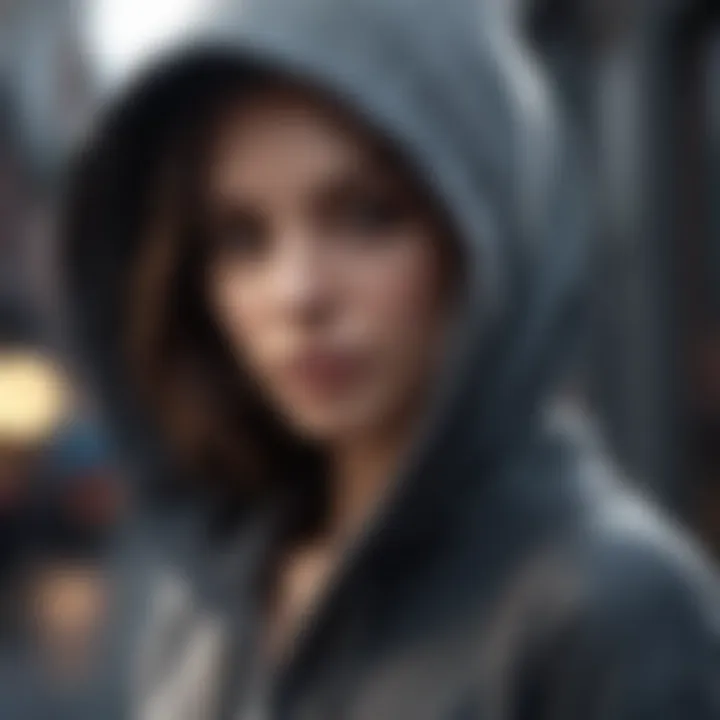 Elegant silhouette of a person in a hoodie