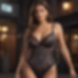 Elegant one-piece swimsuit designed for larger busts with intricate patterns