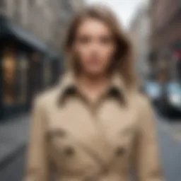 Iconic Burberry trench coat worn by a celebrity on the streets