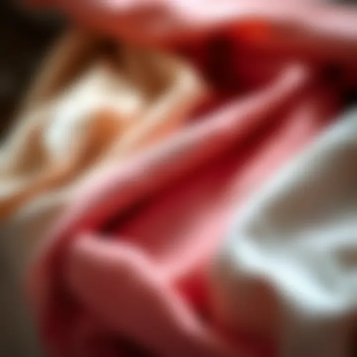 Close-up of various fabrics suitable for spring dresses, highlighting texture and color