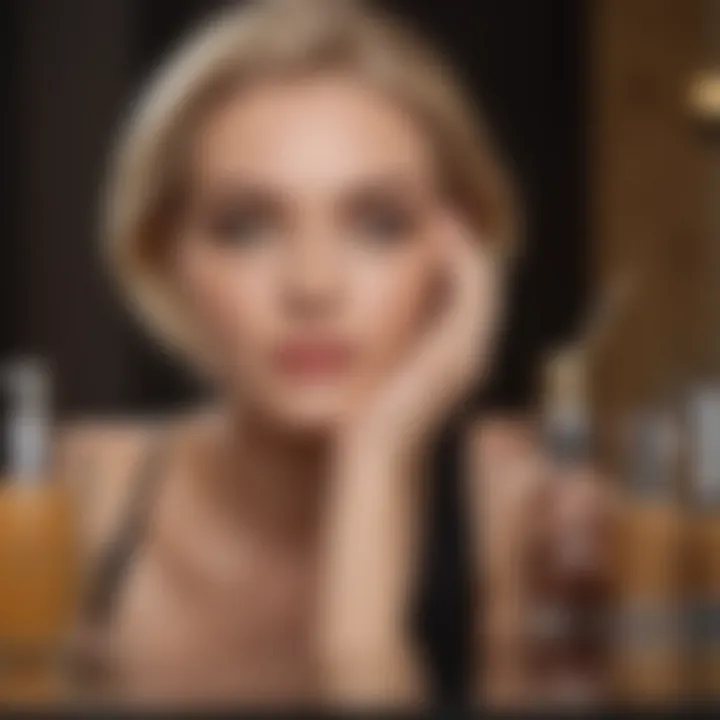 Selection of blonde eyebrow products on a vanity
