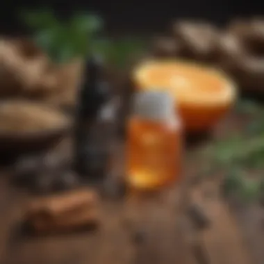 Natural Ingredients for Dark Spot Treatment An array of natural ingredients like vitamin C and licorice root on a wooden surface