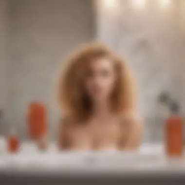 Elegant Hair Care Setting An elegant bathroom setting with leave-in conditioners and hair care essentials