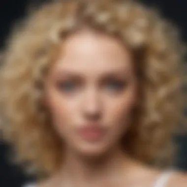 Close-up of healthy blonde curly hair showcasing its texture and shine