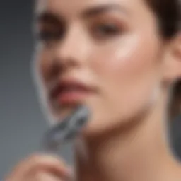 A close-up of a sleek facial razor designed for precise grooming.