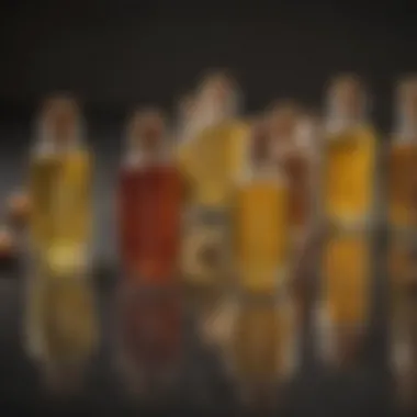 An array of face massage oils displayed with their unique labels and benefits.