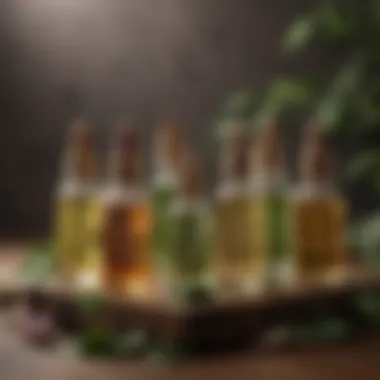 Botanical Bliss: Face Massage Oil Collection A serene setting featuring various face massage oils with botanical elements.