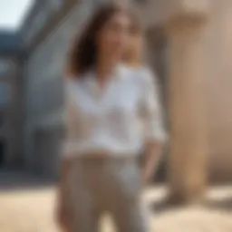 Elegant linen pants styled with a chic blouse