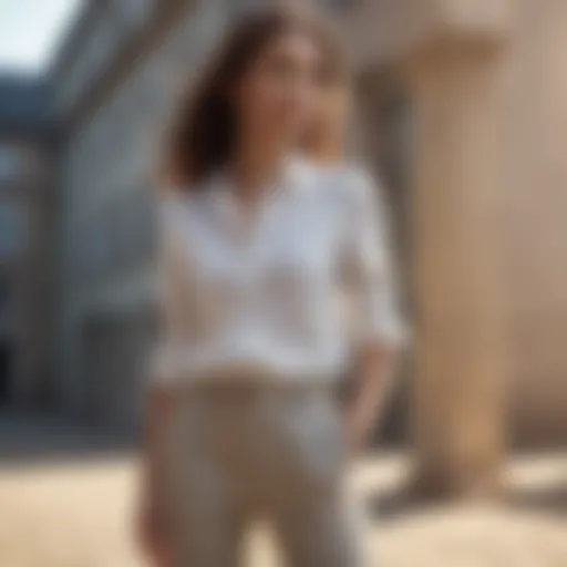 Elegant linen pants styled with a chic blouse