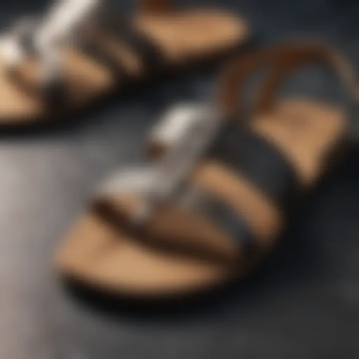 Close-up of sandal materials showcasing texture
