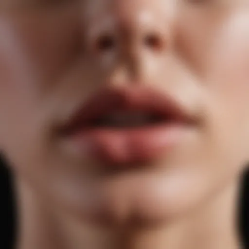 Close-up of smooth lips showcasing flawless skin