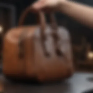 Handbag Restoration in Action Close-up of a pristine handbag being cleaned