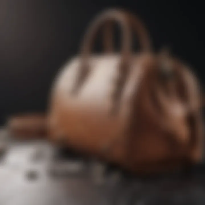 Different handbag materials on a stylish background