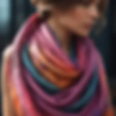 Opulent Elegance: Vibrant Silk Scarf Luxurious silk scarf in vibrant colors