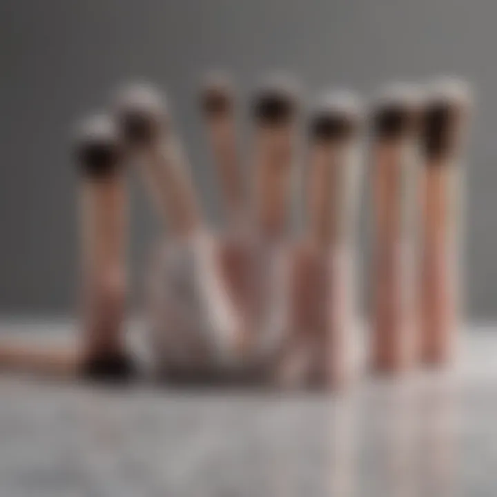 Chic rose gold makeup brush set with marble accents