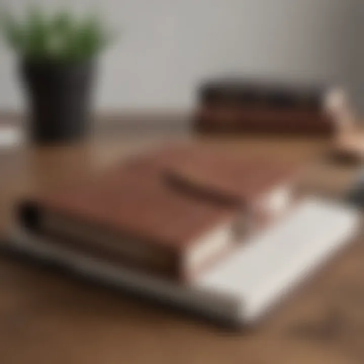 Stylish leather-bound planner with embossed patterns
