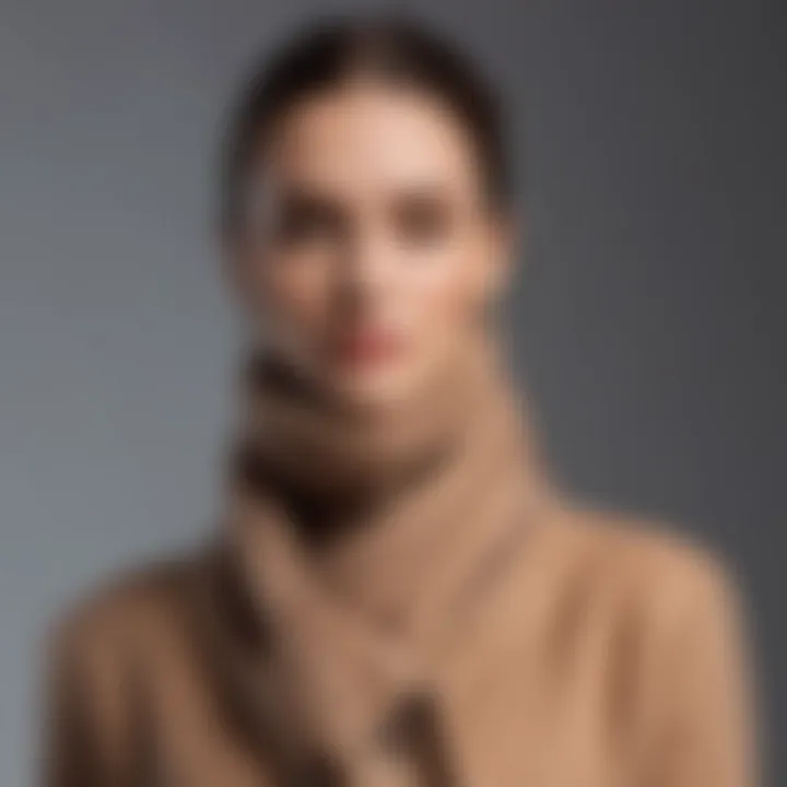 Luxurious Fendi cashmere scarf elegantly styled around a model's neck