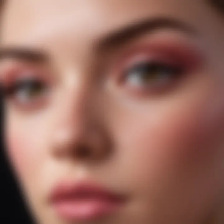 Close-up of a perfectly blended pink eyeshadow look on eyelids