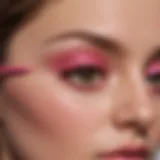 Vibrant pink eyeshadow pencil with a smooth application on skin