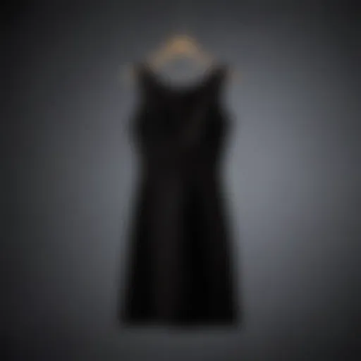 Elegant silhouette of a Little Black Dress hanging on a hanger