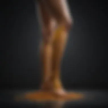 Illustration of dark spots on a leg with turmeric application