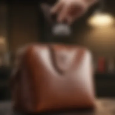 Precise Leather Conditioner Application Applying leather conditioner onto a high-end purse