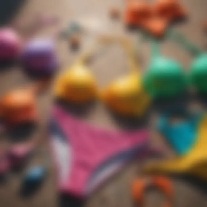 Colorful swimsuit collection arranged beautifully