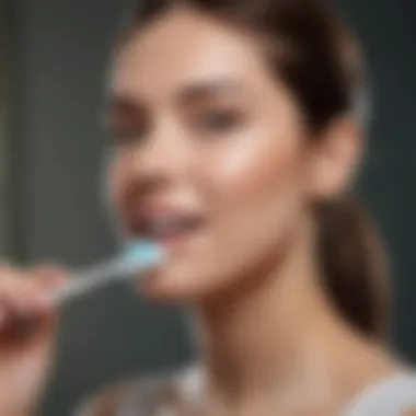 Person brushing teeth with holistic toothpaste in a serene setting