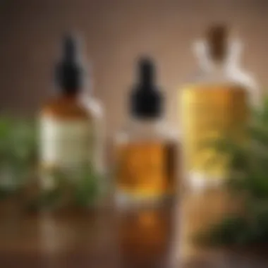 Essential Oils Blend for Hair Hydration Close-up of nourishing oils and plant extracts