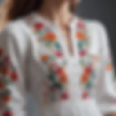 Elegant White Cotton Dress with Floral Embroidery