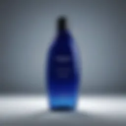 Vibrant blue shampoo bottle with a sleek design