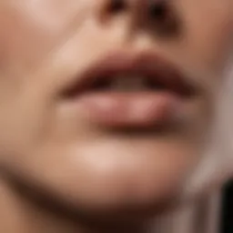 Close-up of brown spot on chin skin