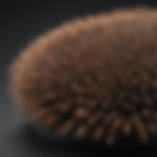 Close-up view of Denman brush bristles showcasing unique design