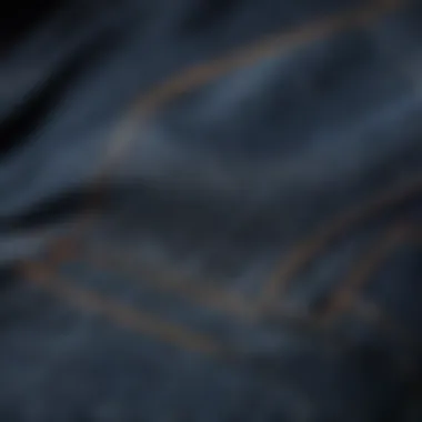 A close-up view of high-quality denim fabric showcasing its texture and color.