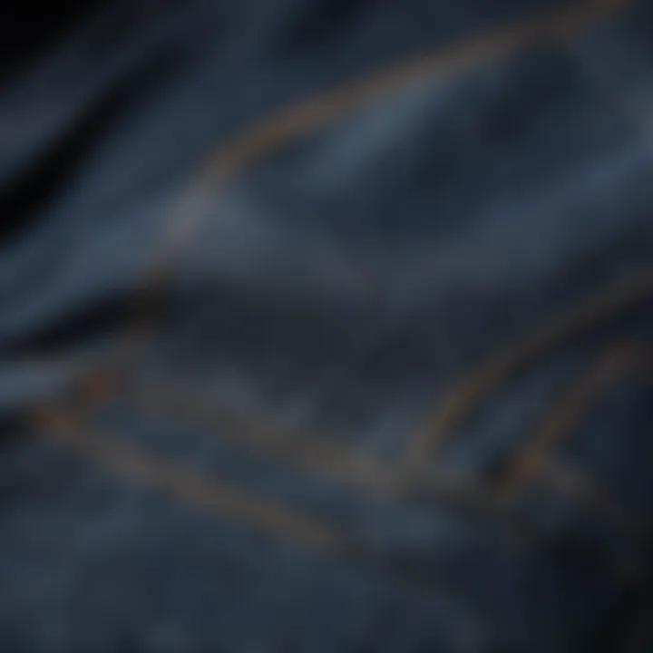 A close-up view of high-quality denim fabric showcasing its texture and color.