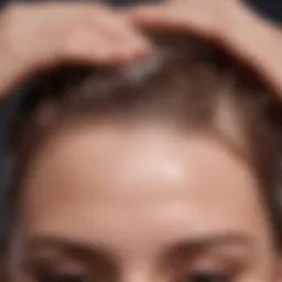 Close-up of a scalp being treated with a conditioner