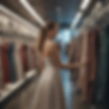 Woman browsing through discounted dresses