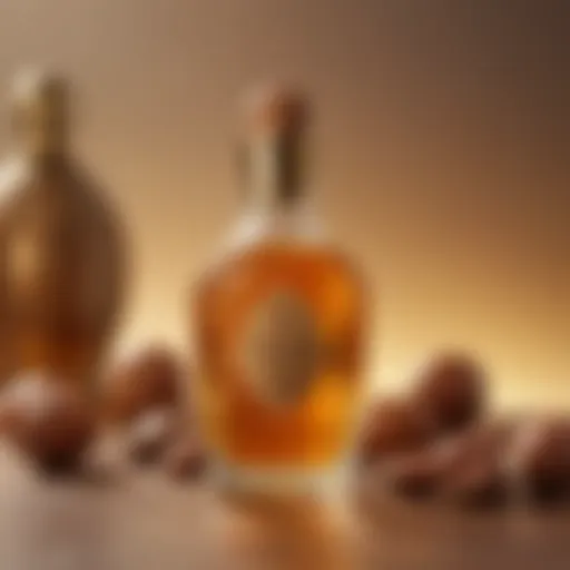 Luxurious bottle of argan oil showcasing its golden hue